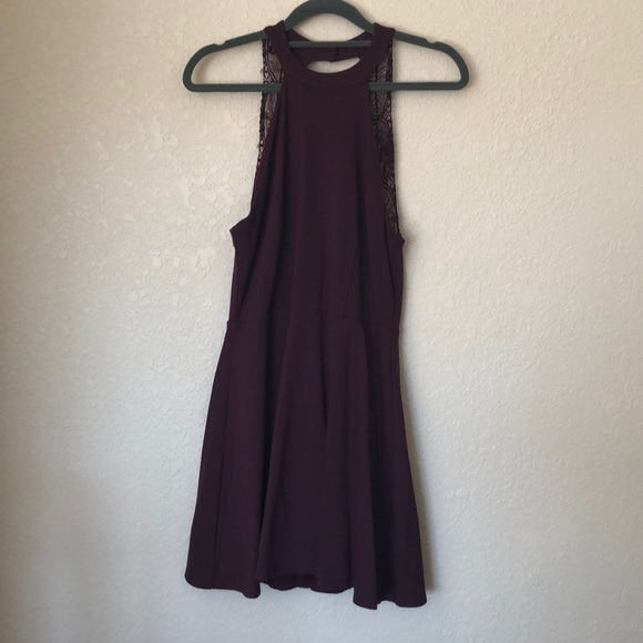 Lulu’s Hometown Girl Plum Purple Lace Skater Dress - Picture 4 of 7